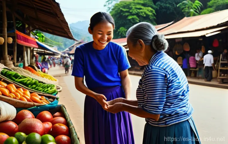 라오스 현지인과 소통 팁 - Image Prompt 1: The Warm Welcome of Laos**