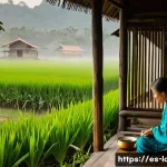 라오스 소박한 마을 생활 - **Prompt 1: Serene Laotian Morning Ritual**
    "A peaceful scene of a Laotian village at dawn. The ...